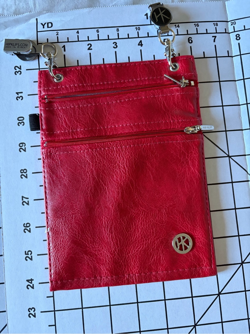 Kipling Red Leather Key & Card Holder Pouch